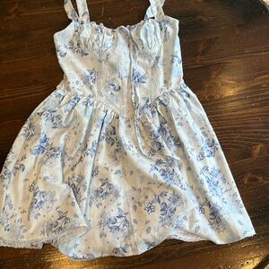 Blue Floral Corset Illusion Dress Size S
